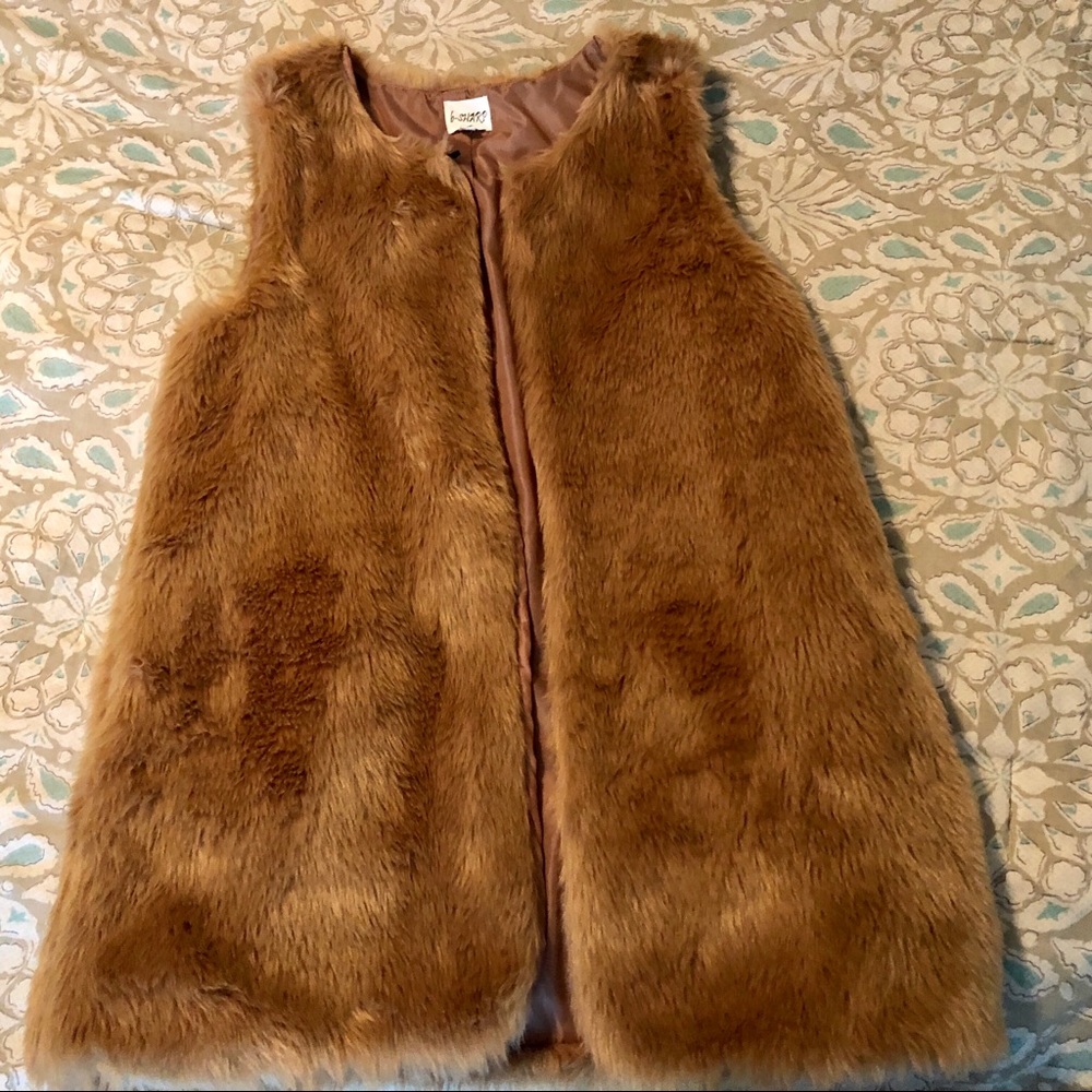 Long Brown Faux Fur Vest